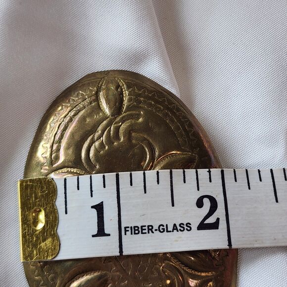 Vintage Handmade Leather Hip Belt Brass Buckle Rivet Festival Boho Gypsy Adjust - Picture 11 of 12